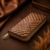 Tannor Irodori hand-woven cowhide long wallet in Cognac, front portrait view