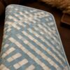 Tannor Irodori hand-woven cowhide long wallet in Cerulean, close-up of the hand-woven leather texture