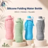 600ml silicone folding water bottles in pink, green, blue and gray