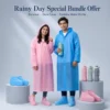 Rainy Day Special Bundle offer: raincoat, silicone shoe covers and foldable water bottle