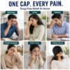 Six tiles showing the gel cap helping with migraine, sinus, tension, fever comfort, puffy eyes and stress relief
