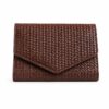 Tannor woven leather envelope wallet in dark chocolate, clean studio shot on a white background