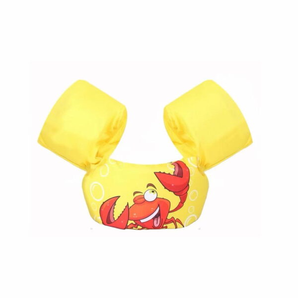Baby swimming trainer life jacket with arm bands in the Yellow Bottom Lobster design